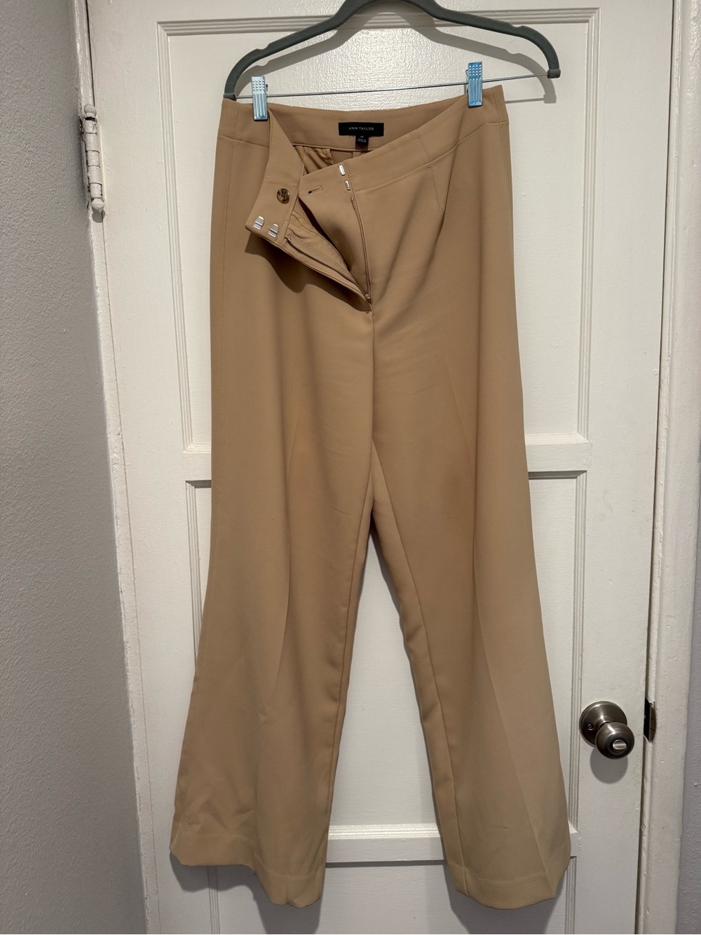 Ann Taylor Wide-Leg Tan Dress Pants